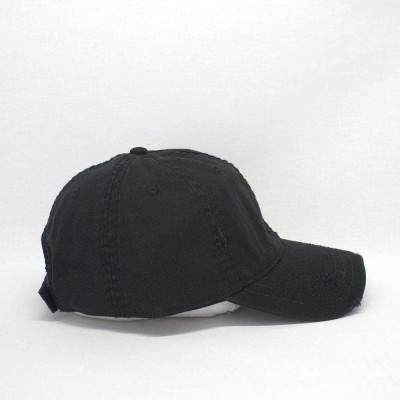 Baseball Caps Washed Cotton Distressed with Heavy Stitching Adjustable Baseball Cap - Black - CH12ECEIQYD $9.30