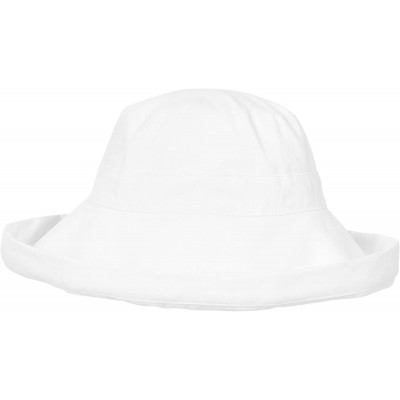 Sun Hats Women's Sun Protective Foldable Wide Brim Cotton Bucket Hat - White - CL12DDHRPQZ $14.66