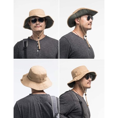 Sun Hats Bucket Hat Wide Brim UV Protection Sun Hat Boonie Hats Fishing Hiking Safari Outdoor Hats for Men and Women - CL18E6...