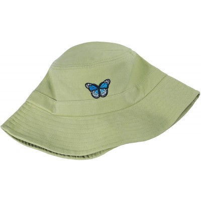 Bucket Hats Unisex Fashion Embroidered Bucket Hat Summer Fisherman Cap for Men Women - Butterfly Green - CL1998UN46K $21.08