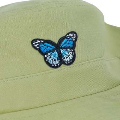 Bucket Hats Unisex Fashion Embroidered Bucket Hat Summer Fisherman Cap for Men Women - Butterfly Green - CL1998UN46K $21.08