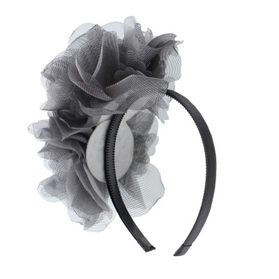 Headbands Large Flower Fascinator Holiday Headband - Grey - Grey - CO18OOYWANY $16.42
