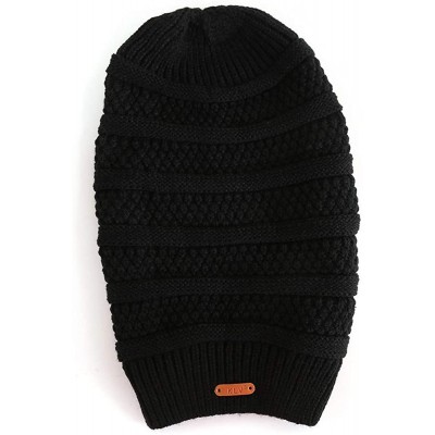 Skullies & Beanies Women Ladies Winter Knitting Hat Warm Artificial Wool Snow Ski Caps With Visor - S1101-black - CI192ZX7LYT...