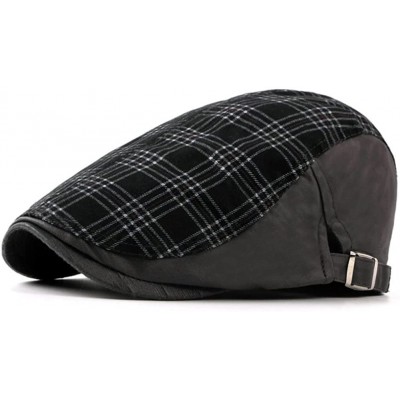 Newsboy Caps Checker Check Plaid Tartan Newsboy Beret Cap Hat FFH032 - Ffh363 Gray - CU17Z792IHM $14.80