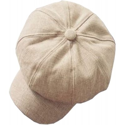 Skullies & Beanies Women Men Linen Newsboy Cap Baker Boy Cabbie Gatsby Beret Flat Hat Vintage-22-22.8" - Beige - CT18GEDT503 ...