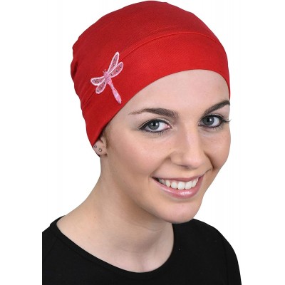 Skullies & Beanies Chemo Beanie Sleep Cap Pink Dragonfly - Red - C318E0UHWKU $13.54