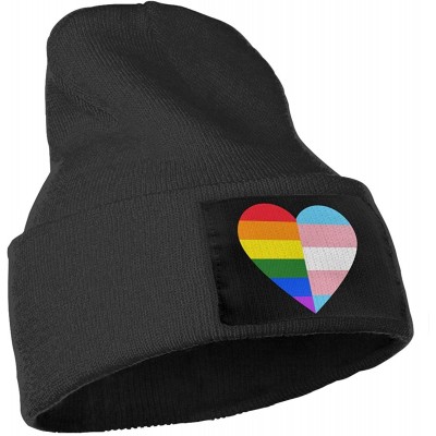 Skullies & Beanies Unisex LGBT Rainbow and Transgender Pride Flag Heart Outdoor Fashion Knit Beanies Hat Soft Winter Skull Ca...