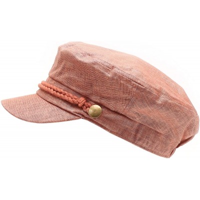 Newsboy Caps Women's Summer Linen Greek Fisherman's Sailor Newsboy Hats with Comfort Elastic Back - Rust - C818OXXQGDN $13.03