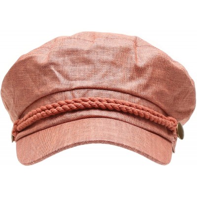 Newsboy Caps Women's Summer Linen Greek Fisherman's Sailor Newsboy Hats with Comfort Elastic Back - Rust - C818OXXQGDN $13.03