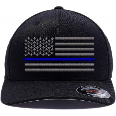 Baseball Caps Thin Red Line-Thin Blue Line- Thin RED & Blue Line Flexfit Baseball Cap - Thin Blue Line - CQ180L02DU3 $24.93