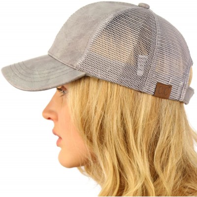 Baseball Caps Everyday Mesh Trucker Faux Leather Plain Blank Baseball Cap Hat Solid Lt. Gray - C012O373CT8 $9.48