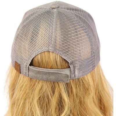 Baseball Caps Everyday Mesh Trucker Faux Leather Plain Blank Baseball Cap Hat Solid Lt. Gray - C012O373CT8 $9.48