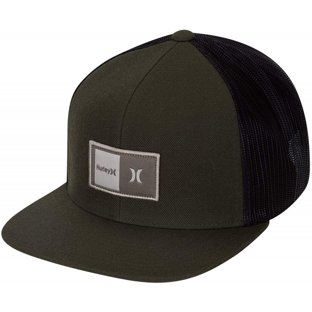 Baseball Caps Men's Logo Patch Trucker Baseball Cap - Olive Canvas - CQ18L457AHY $40.60