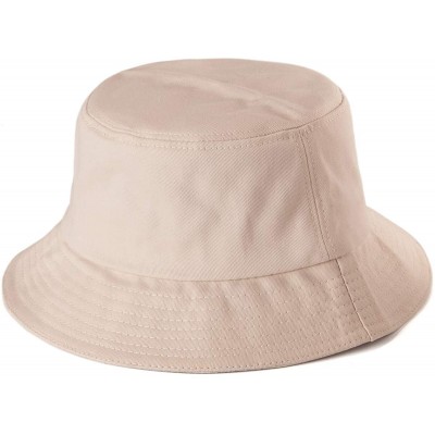 Bucket Hats Womens Bucket Hat Fishing Hat - Black Cotton Bucket Hats for Women Sun Hat Cap - Beige - CI18NCY9KS5 $11.05