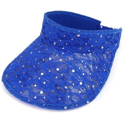 Visors Ladies Lace Glitter Summer Sun Visor Hat - Blue - C618U9CWGDH $52.55