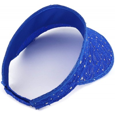 Visors Ladies Lace Glitter Summer Sun Visor Hat - Blue - C618U9CWGDH $25.39
