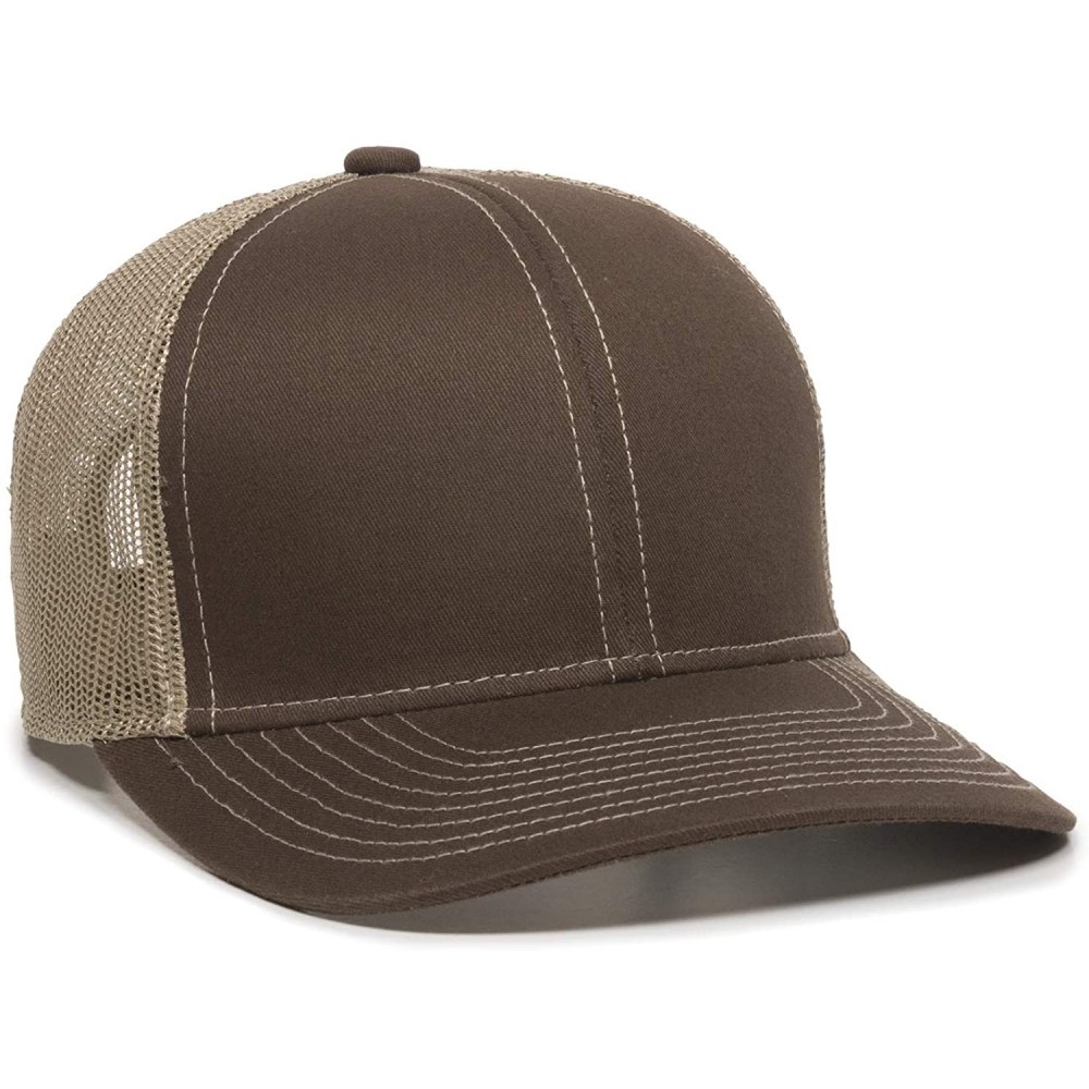 Baseball Caps Structured mesh Back Trucker Cap - Brown/Tan - CZ182IMYYIR $13.30