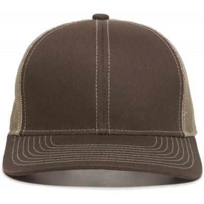 Baseball Caps Structured mesh Back Trucker Cap - Brown/Tan - CZ182IMYYIR $13.30