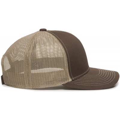 Baseball Caps Structured mesh Back Trucker Cap - Brown/Tan - CZ182IMYYIR $13.30