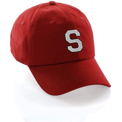 Baseball Caps Customized Letter Intial Baseball Hat A to Z Team Colors- Red Cap Black White - Letter S - CT18NTE9X2K $14.99