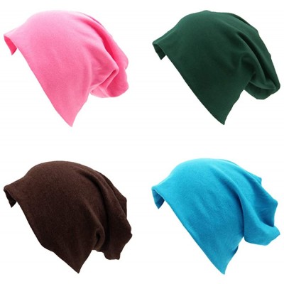 Skullies & Beanies Soft Cotton Slouchy Stretch Beanie Hat Hipster- 4 or 2 Pack of Baggy Chemo Hats for Men and Women - Set 3 ...
