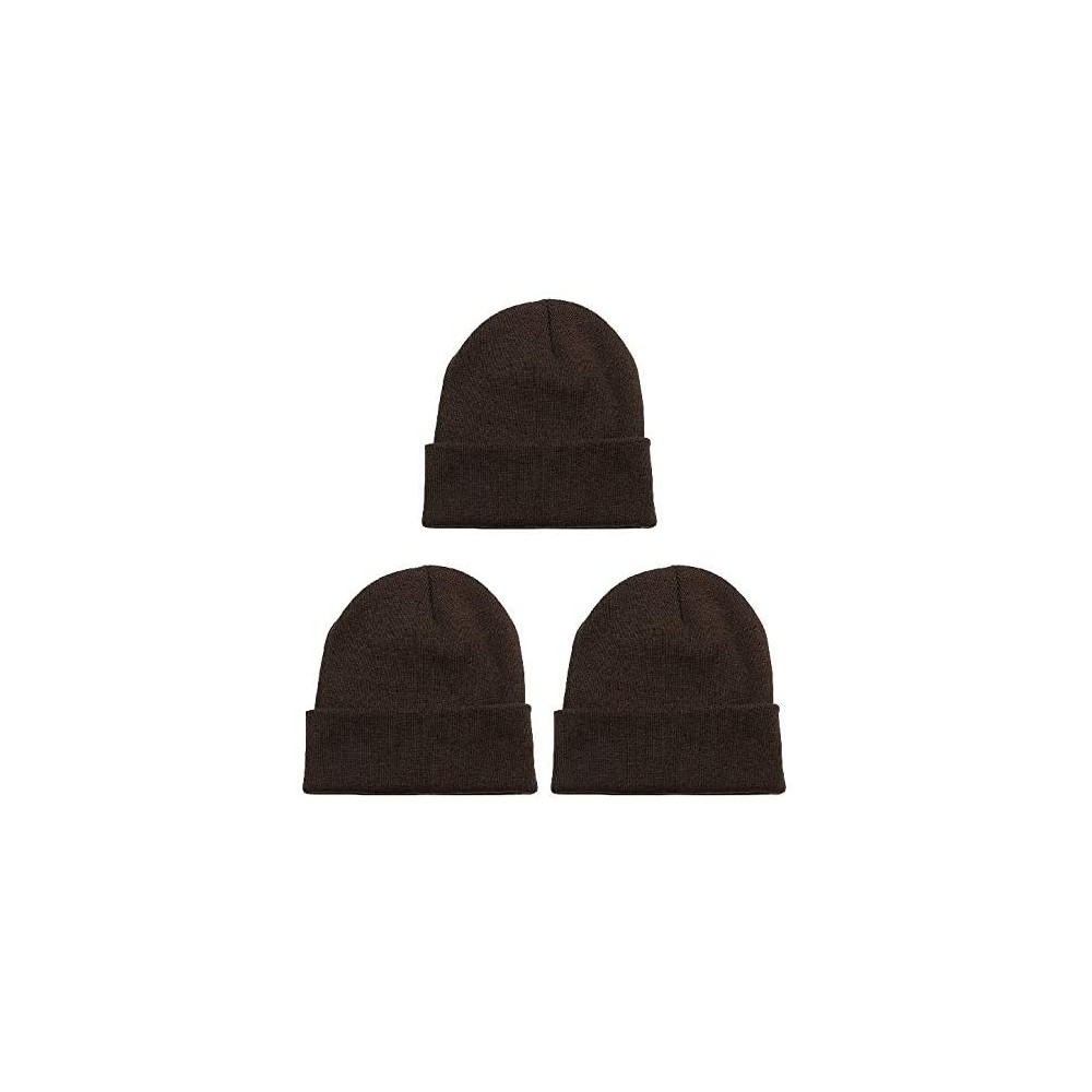 Skullies & Beanies Unisex Beanie Cap Knitted Warm Solid Color and Multi-Color Multi-Packs - 3 Pack - Brown - CO18LZ5HAD4 $10.40