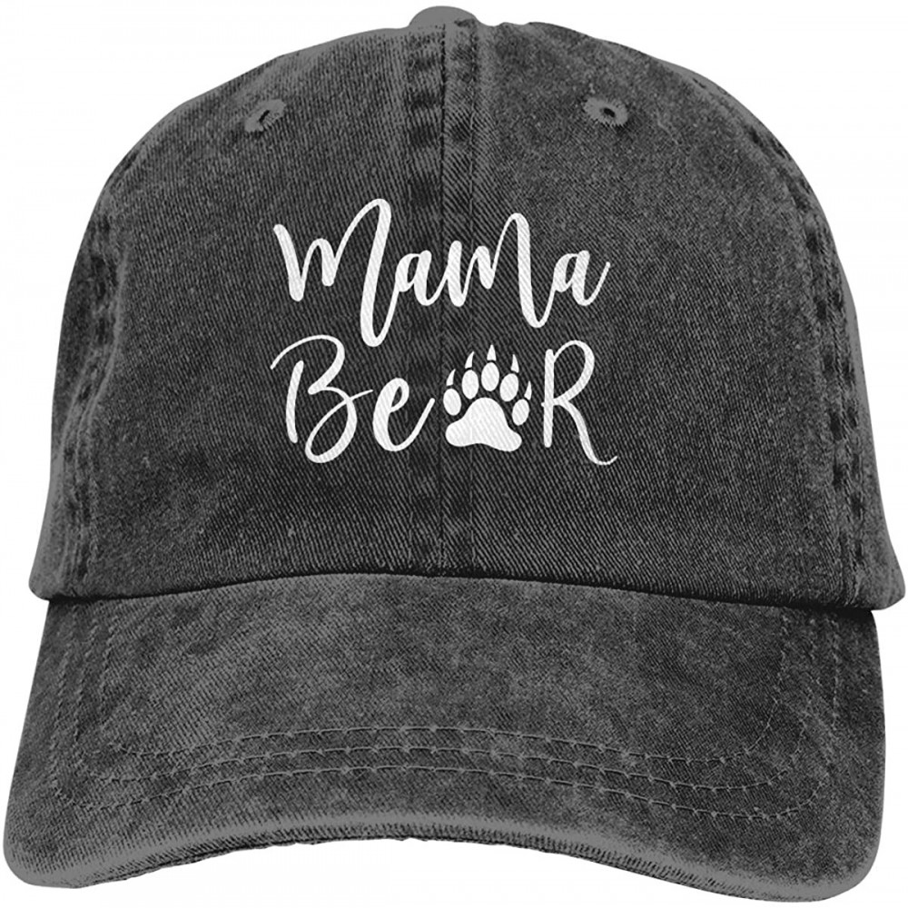 Baseball Caps Unisex Mama Bear Denim Hat Adjustable Washed Dyed Cotton Dad Baseball Caps - Print Logo Black 3 - CR18QH356L6 $...