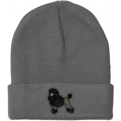 Skullies & Beanies Custom Beanie for Men & Women Poodle Black Embroidery Acrylic Skull Cap Hat - Light Grey - CK18ZS2T0GE $16.65