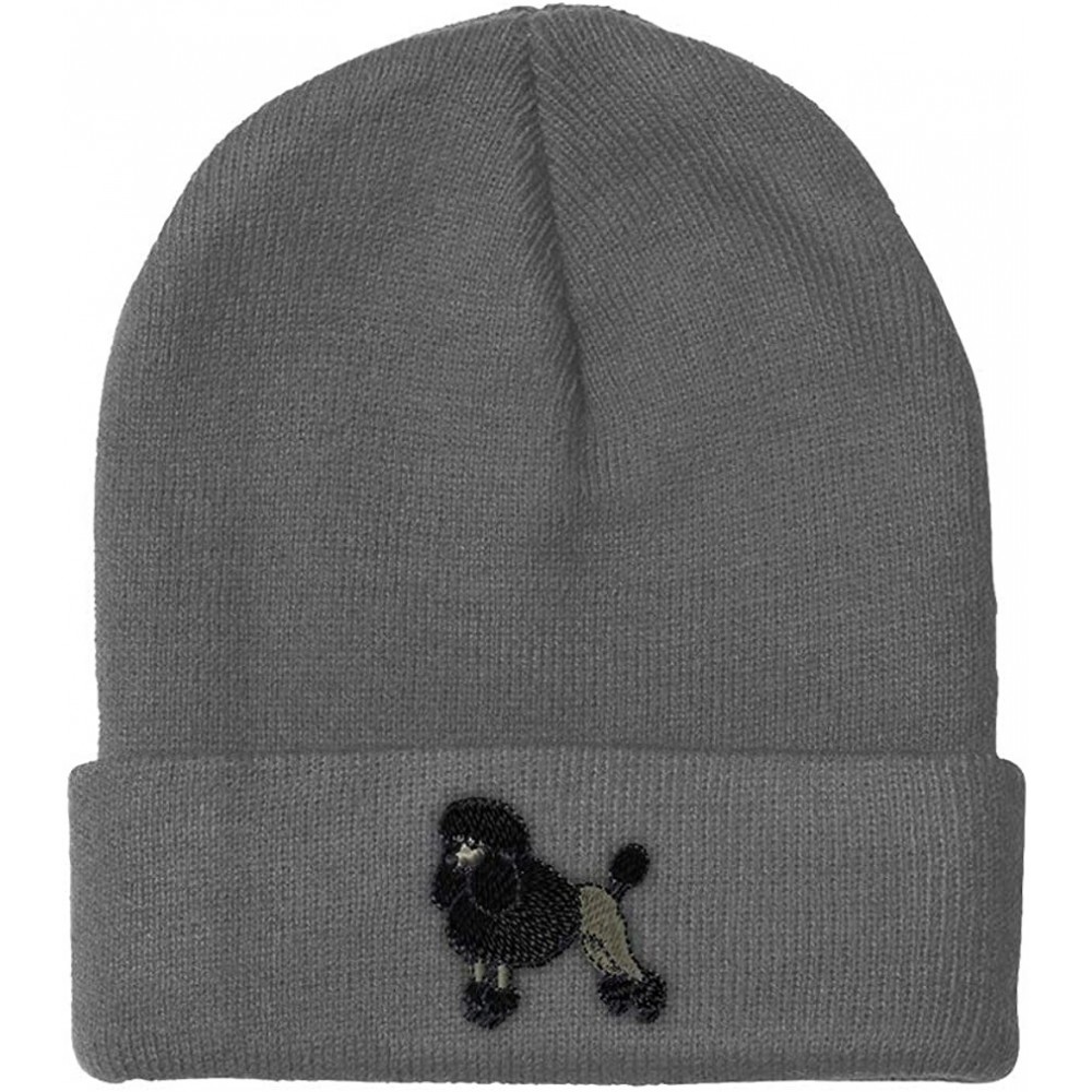 Skullies & Beanies Custom Beanie for Men & Women Poodle Black Embroidery Acrylic Skull Cap Hat - Light Grey - CK18ZS2T0GE $16.65