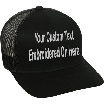 Baseball Caps Custom Trucker Mesh Back Hat Embroidered Your Own Text Curved Bill Outdoorcap - Black - CF18K5SRAOD $28.29
