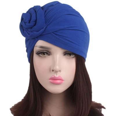 Skullies & Beanies Knotted Cotton Turban Hat Chemo Cap Headbands Muslim Turban for Women Hair Accessories - Adult-child Blue ...