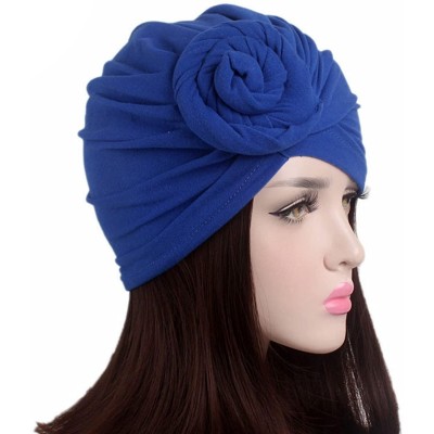 Skullies & Beanies Knotted Cotton Turban Hat Chemo Cap Headbands Muslim Turban for Women Hair Accessories - Adult-child Blue ...