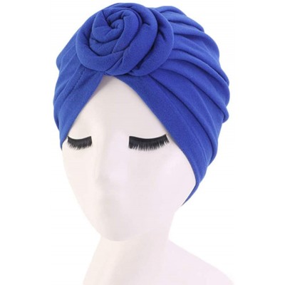 Skullies & Beanies Knotted Cotton Turban Hat Chemo Cap Headbands Muslim Turban for Women Hair Accessories - Adult-child Blue ...