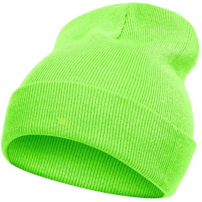 Skullies & Beanies Solid Color Long Beanie - Neon Green - C811Y94XG9H $11.41