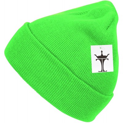 Skullies & Beanies Solid Color Long Beanie - Neon Green - C811Y94XG9H $11.41