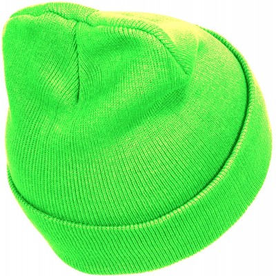 Skullies & Beanies Solid Color Long Beanie - Neon Green - C811Y94XG9H $11.41