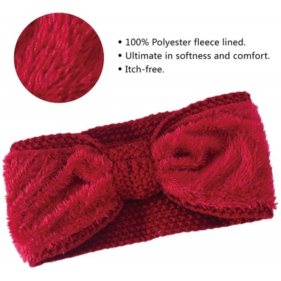 Cold Weather Headbands Fleece Lined Winter Knit Headbands for Women Head wrap Ear Warmer - Set of 3(black&beige&wine Red) - C...