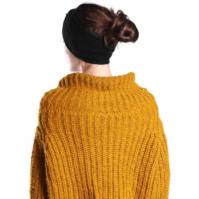 Cold Weather Headbands Fleece Lined Winter Knit Headbands for Women Head wrap Ear Warmer - Set of 3(black&beige&wine Red) - C...