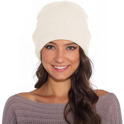 Skullies & Beanies Beanie for Women and Men Unisex Warm Winter Hats Acrylic Knit Cuff Skull Cap Daily Beanie Hat - White - CM...
