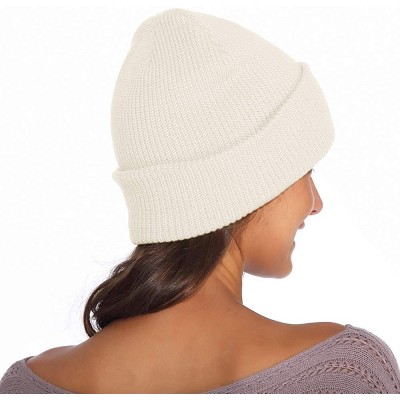 Skullies & Beanies Beanie for Women and Men Unisex Warm Winter Hats Acrylic Knit Cuff Skull Cap Daily Beanie Hat - White - CM...