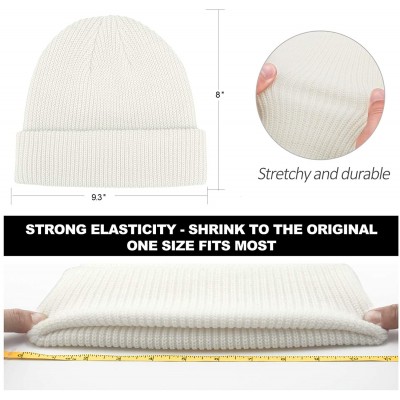 Skullies & Beanies Beanie for Women and Men Unisex Warm Winter Hats Acrylic Knit Cuff Skull Cap Daily Beanie Hat - White - CM...