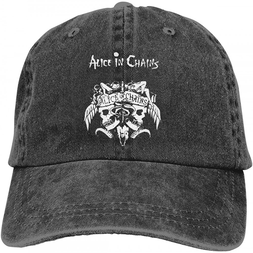 Baseball Caps Alice in Chains Unisex Denim Hat Can Adjust Denim Cap Baseball Cap Black - Black - C818ROGQGMQ $15.22