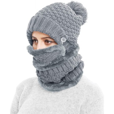 Skullies & Beanies Winter Beanie Hat Scarf and Mask Set 3 Pieces Thick Warm Slouchy Knit Cap - Darkgray - CI188R8IWL9 $11.92