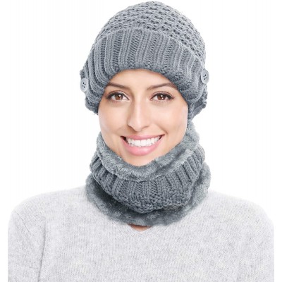 Skullies & Beanies Winter Beanie Hat Scarf and Mask Set 3 Pieces Thick Warm Slouchy Knit Cap - Darkgray - CI188R8IWL9 $11.92