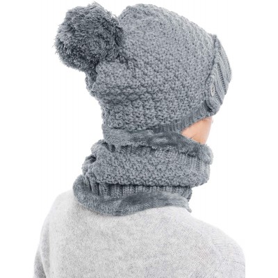 Skullies & Beanies Winter Beanie Hat Scarf and Mask Set 3 Pieces Thick Warm Slouchy Knit Cap - Darkgray - CI188R8IWL9 $11.92