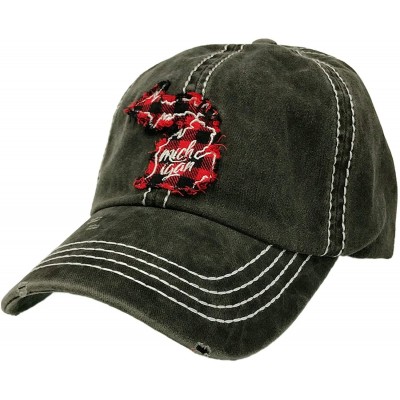 Baseball Caps Distressed Embroidered Patchwork Cotton Baseball Visor Sun Cap Dad Hat - Buffalo Plaid Michigan - CY18XYKGDS5 $...