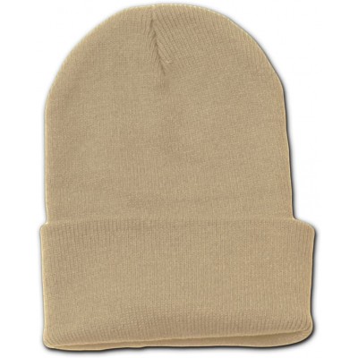 Skullies & Beanies Blank Long Cuff Beanie - Khaki Beige - CJ112P9S87N $12.89