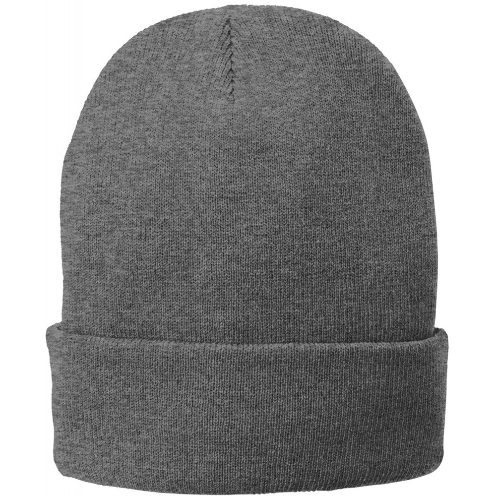 Baseball Caps Port & Company Men's Fleece-Lined Knit Cap - Athletic Oxford - CW17YE3OYUX $10.33