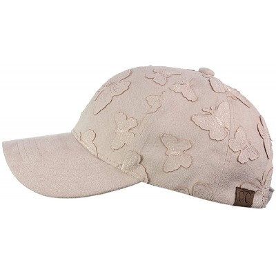 Baseball Caps Women's Butterfly Pattern Faux Suede Adjustable Precurved Baseball Cap Hat - Rose - CM17XXGZZ7Z $10.10