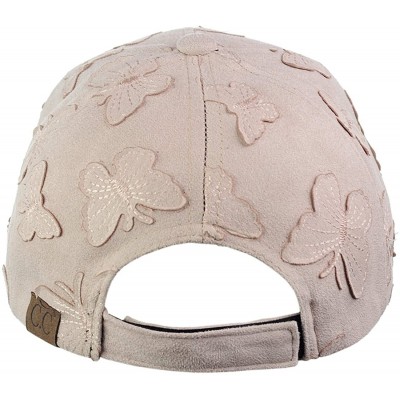 Baseball Caps Women's Butterfly Pattern Faux Suede Adjustable Precurved Baseball Cap Hat - Rose - CM17XXGZZ7Z $10.10